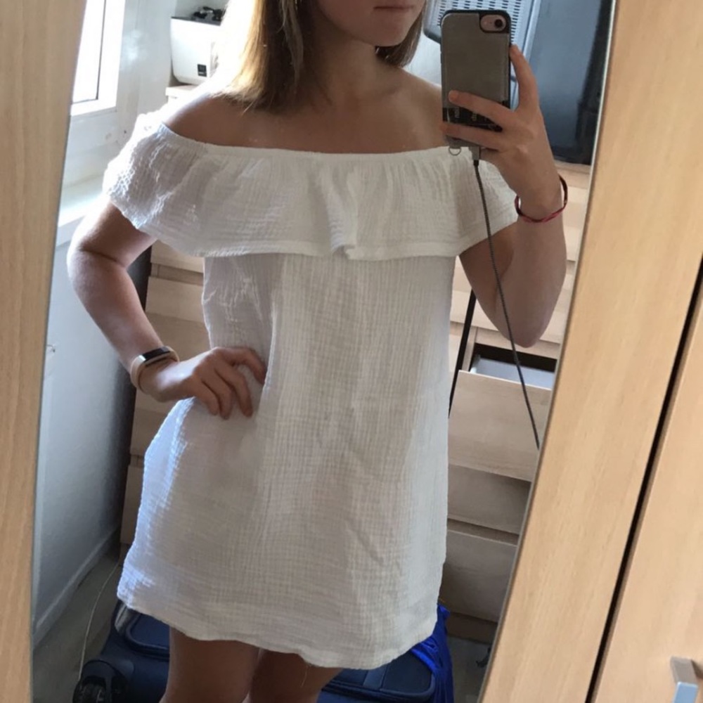 White off the shoulder gauze dress